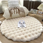 Round Bubble Rabbit Fur Vanity Chair Rug