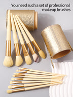 Makeup Brush Set With Sponge & Powder Puffs