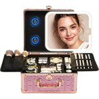 Makeup Case With A Detachable LED Mirror - Sparkling Pink