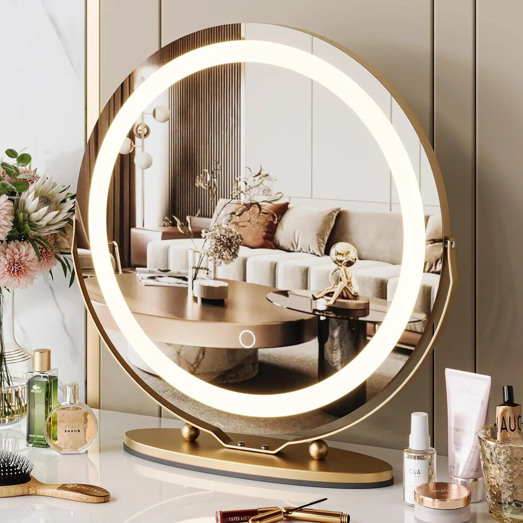 19 Inch Large Round Vanity Mirror With Touch Controls