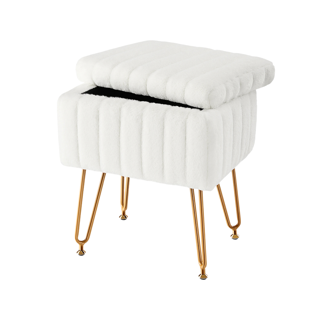 Faux Fur Vanity Desk Stool