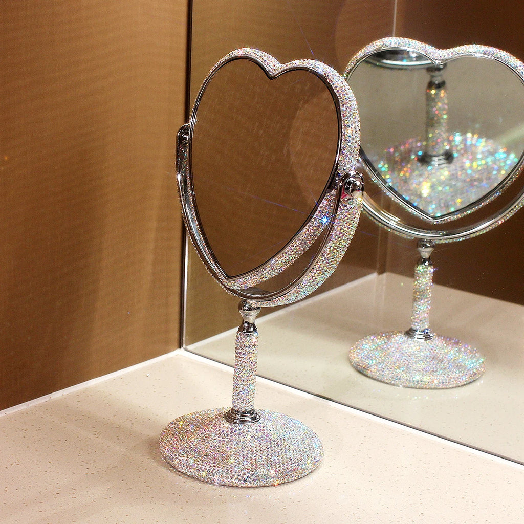 HeartGlow 360° Makeup Mirror (Double-Sided Heart Shape)