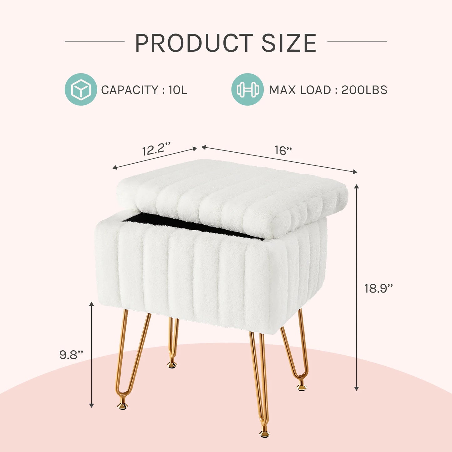 Faux Fur Multipurpose Dressing Desk Stool