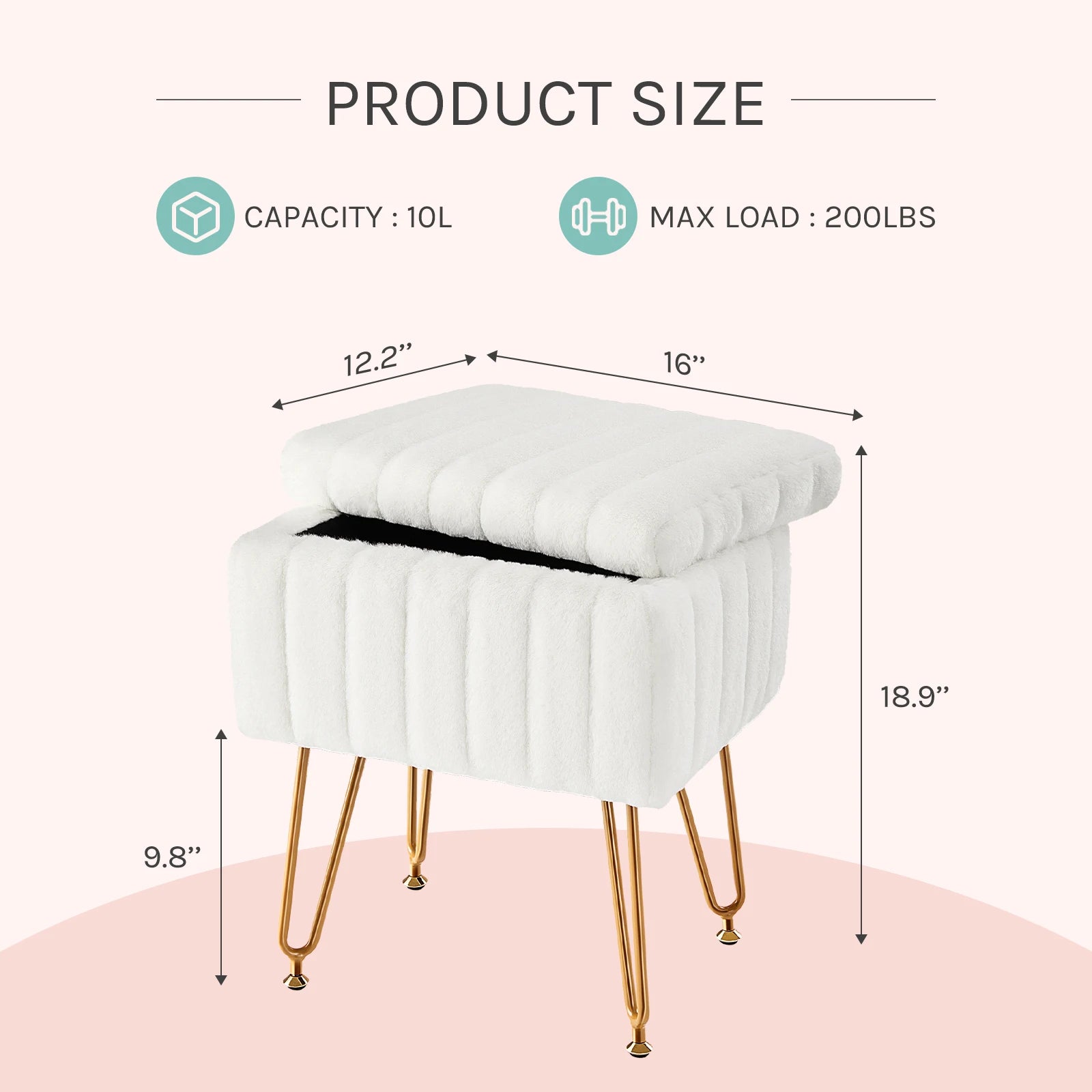 Faux Fur Vanity Desk Stool
