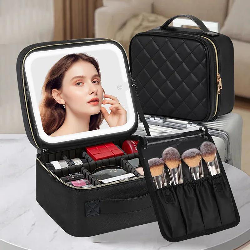Makeup & Cosmetic Travel Box With LED Mirror [Small]