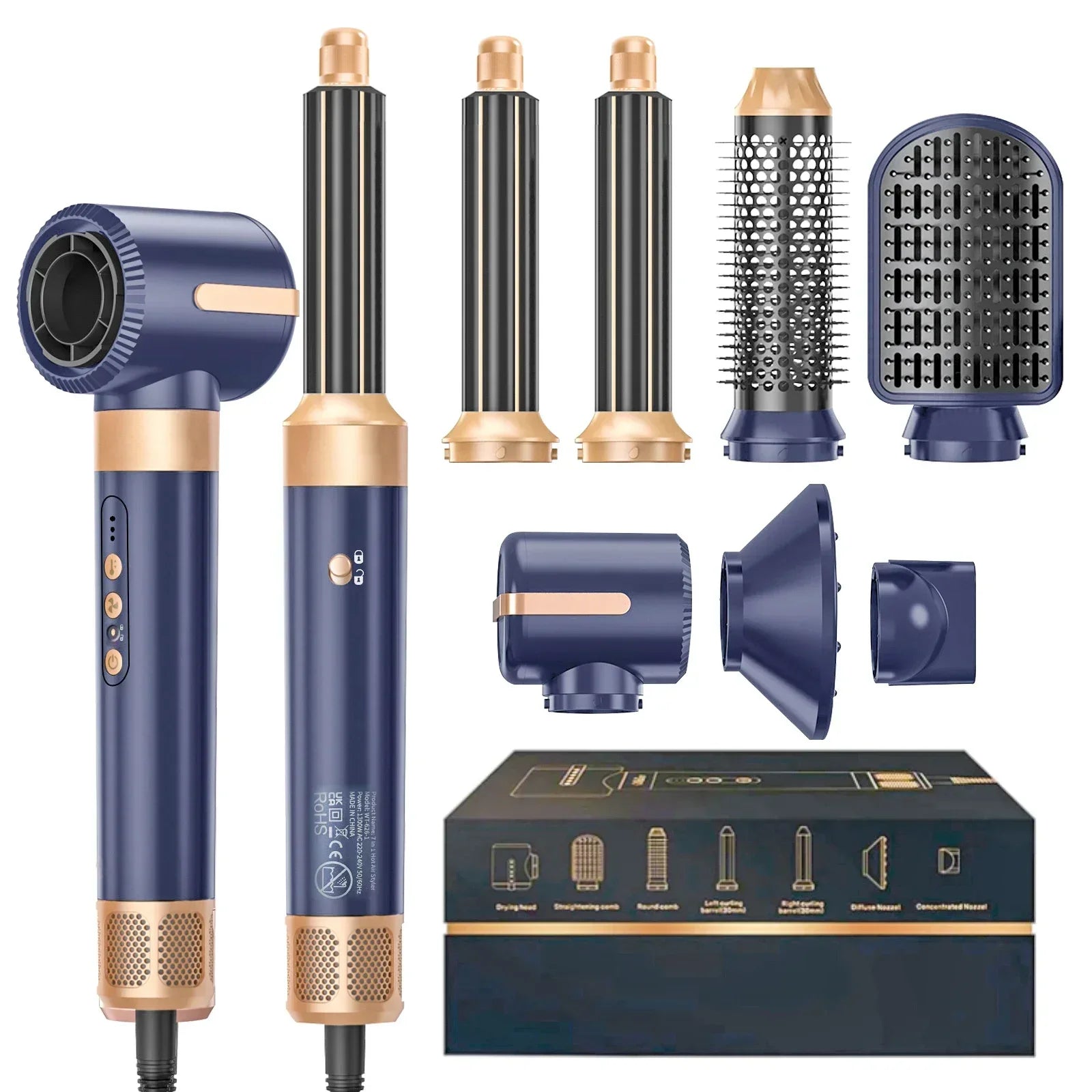 Hair Dryer with Styling Comb 7 in 1