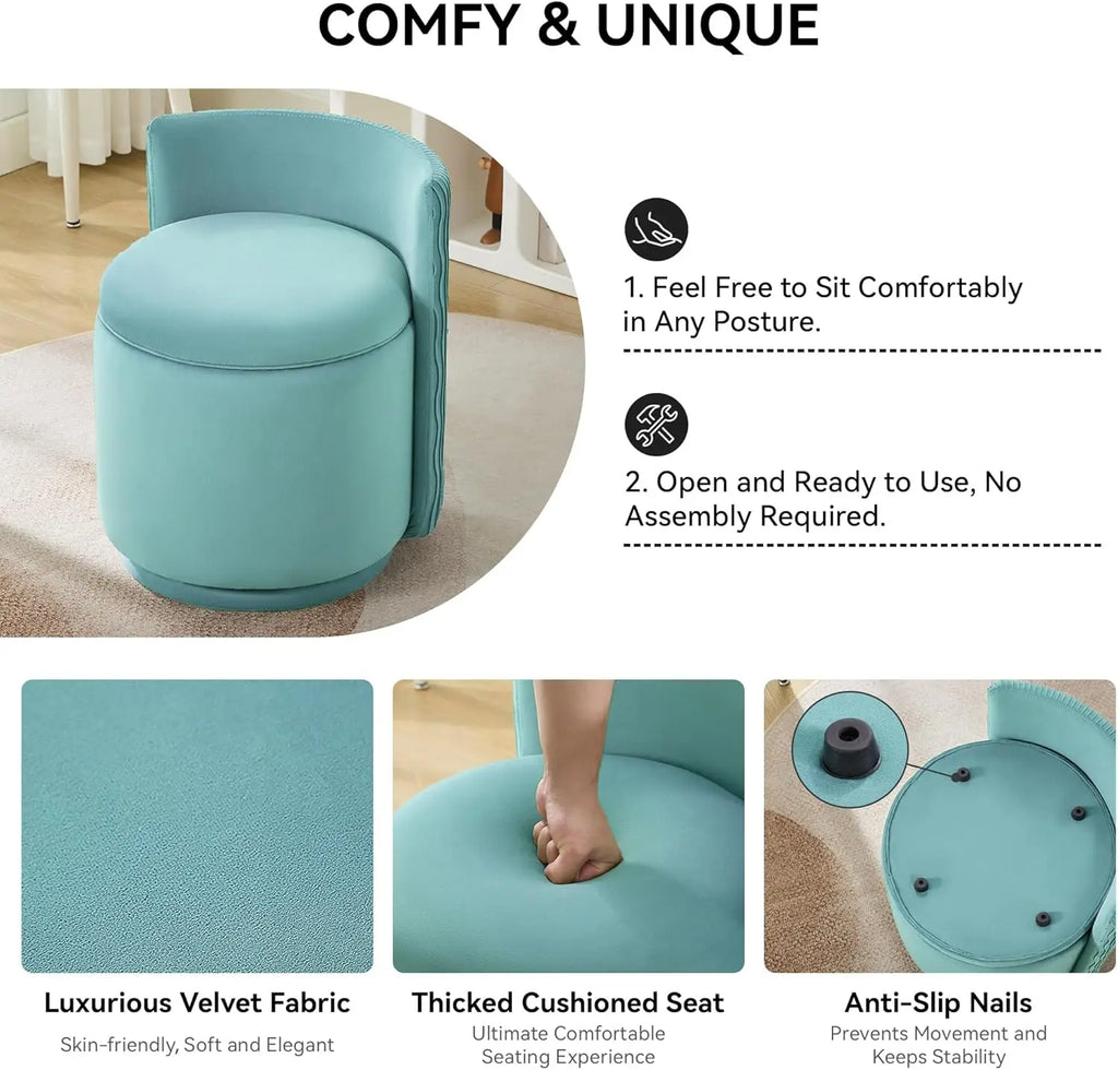 360° Swivel Dressing Table Stool - Teal