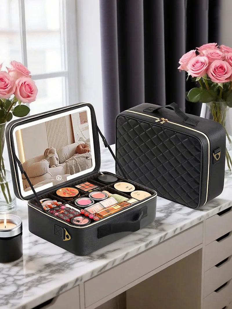 Makeup & Cosmetic Travel Box With LED Mirror [Small]