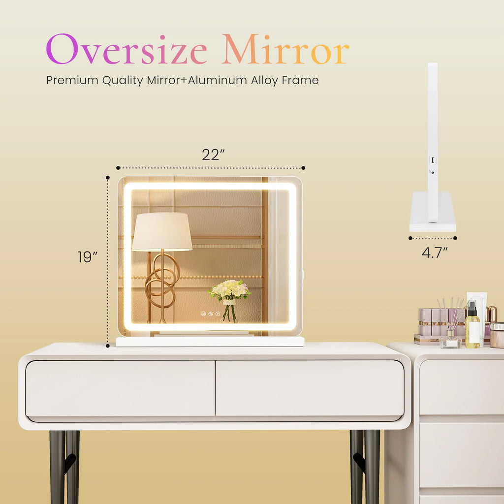 Tabletop Makeup Mirror With Aluminum Frame