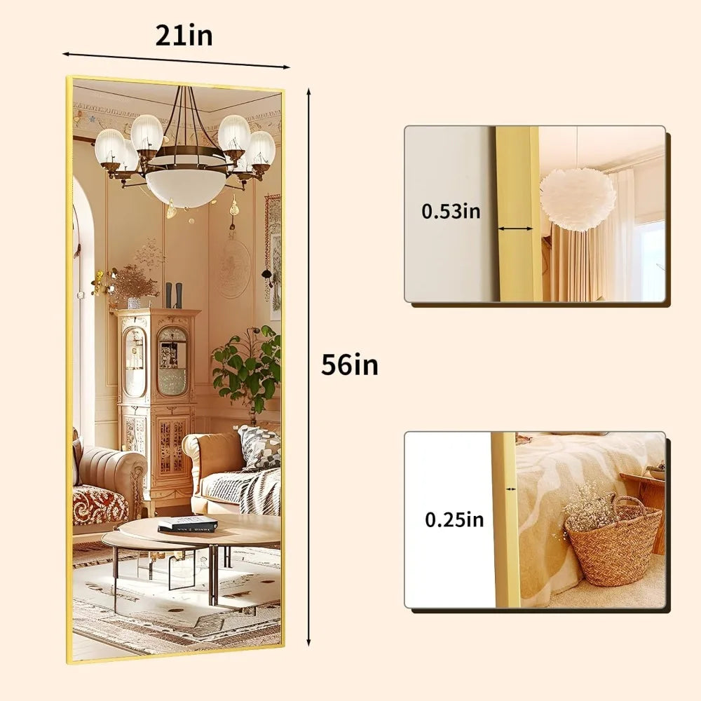 Rectangular Full-Length Mirror with Frame [Size: 21"x 56"]