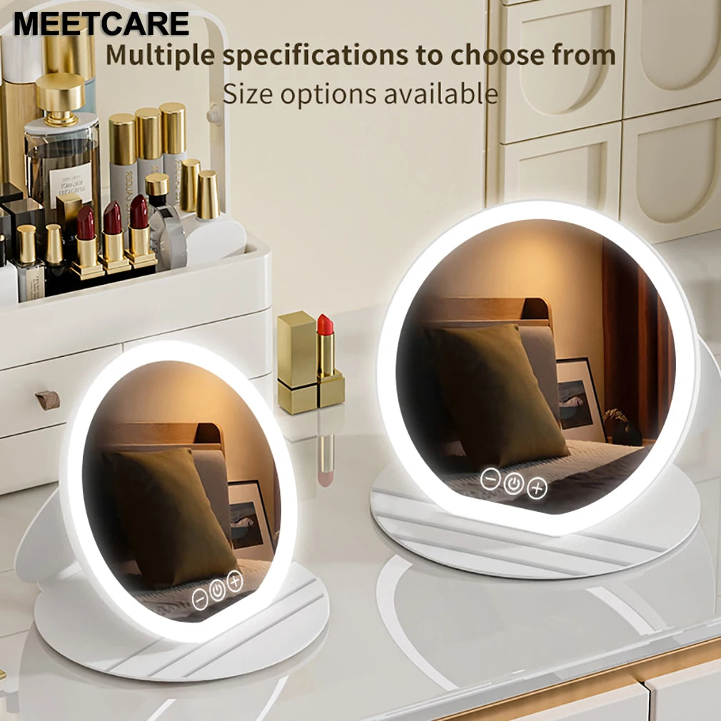 Compact Circular LED Makeup Mirror [7.28/8.66 inch]