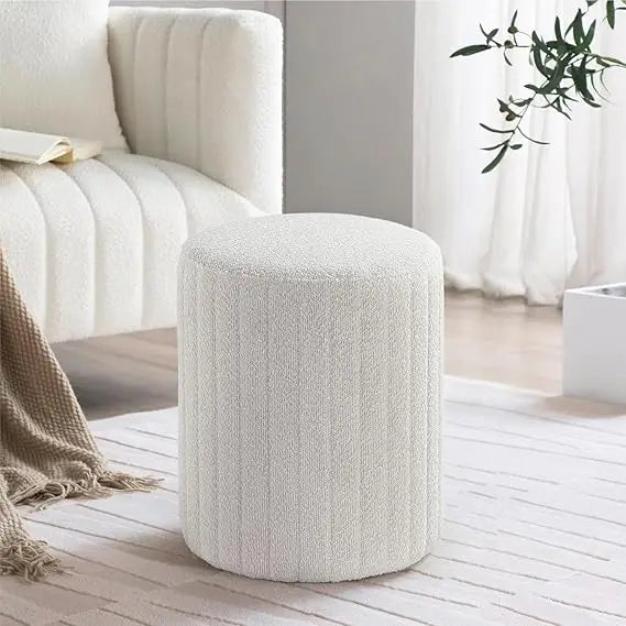 Round Multifunctional Ottoman Vanity Stool [White]