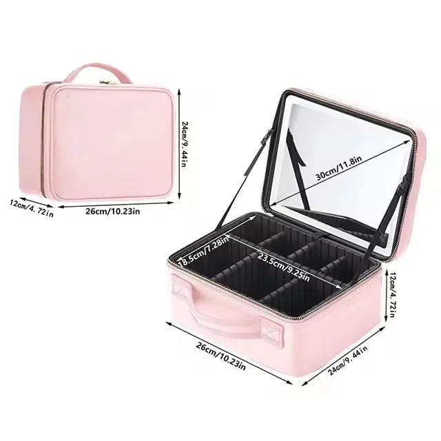 Travel Makeup Bag with Vanity Mirror [Large]
