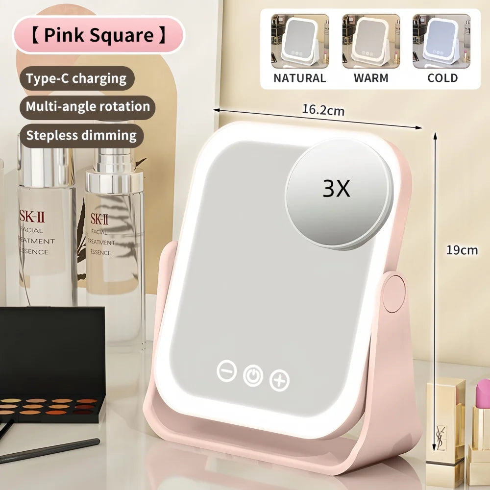 Double-Sided LED Makeup Mirror With 3X Magnifier