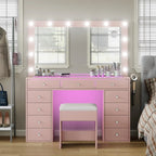 11 Drawers Vanity Set - Pink