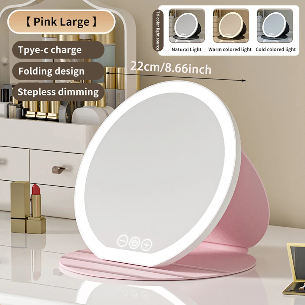 Compact Circular LED Makeup Mirror [7.28/8.66 inch]