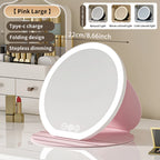 Compact Circular LED Makeup Mirror [7.28/8.66 inch]