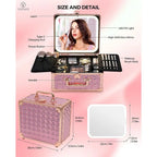 Makeup Case With A Detachable LED Mirror - Sparkling Pink
