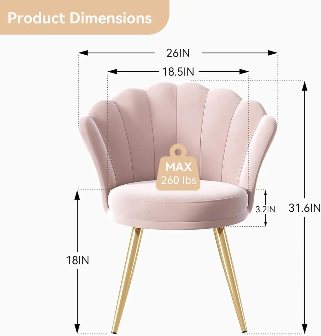 Vanity Chair with Gold Legs -  Light Pink