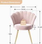Vanity Chair with Gold Legs -  Light Pink