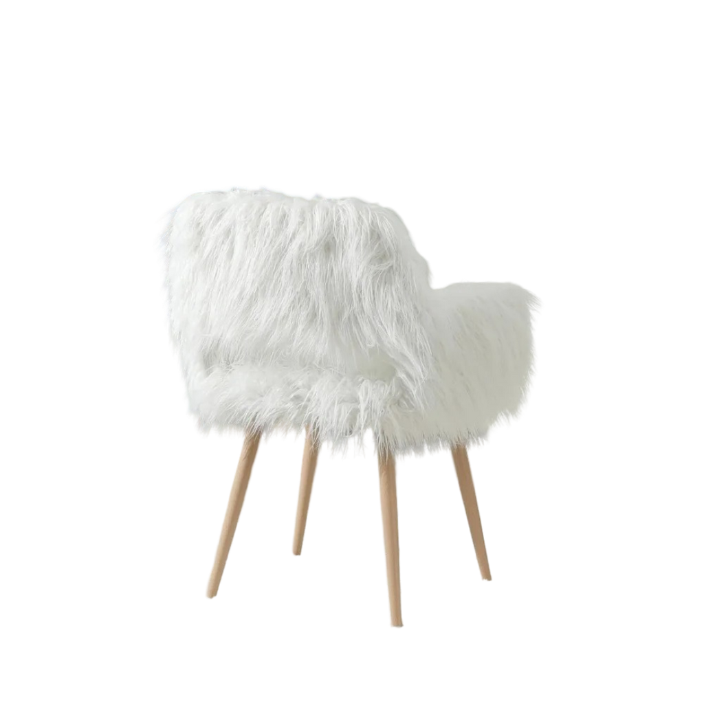 Faux Fur Vanity Chair - White