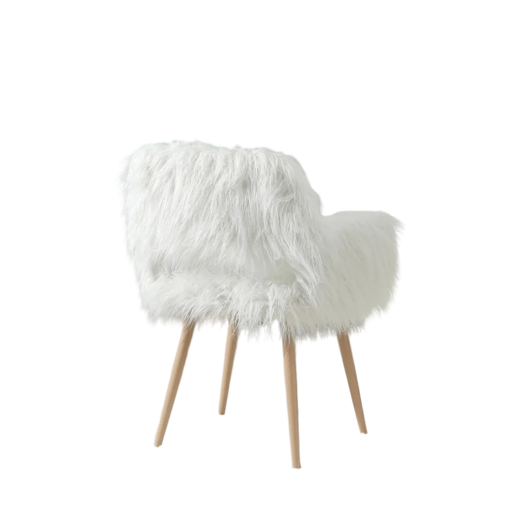 Faux Fur Vanity Chair - White