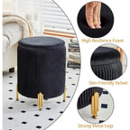 Modern Rounded Ottoman Vanity Stool With Storage & Metal Legs