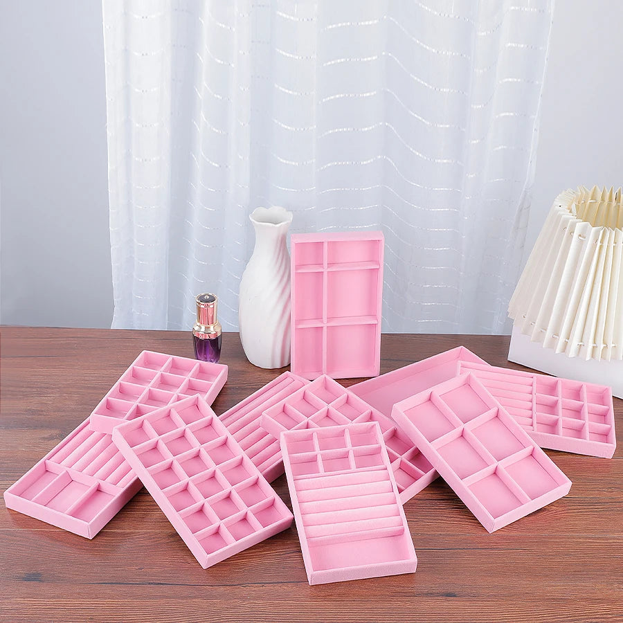 Luxury Velvet Drawer Organizer Tray [Pink]
