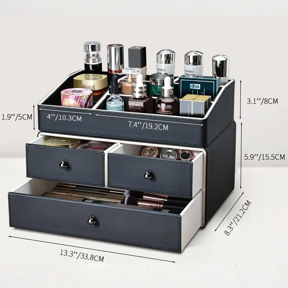 2 Tier Makeup Organizer With 3 Drawers