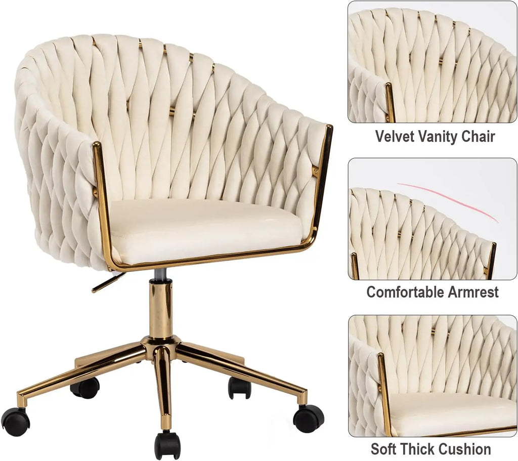 Swivel Vanity Desk Chair - Beige