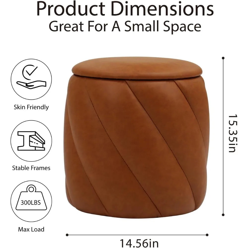 Round Ottoman Vanity Stool With Soft Padded Seat