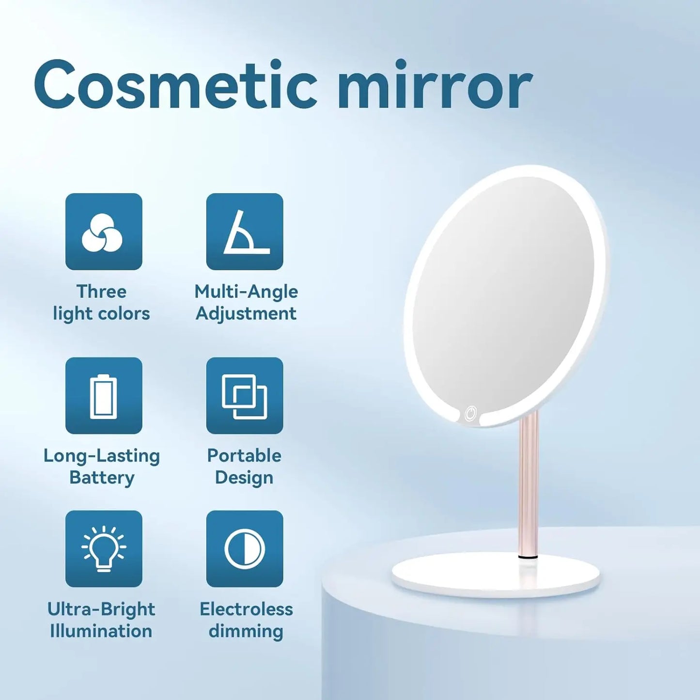Portable Vanity Makeup Mirror With Touch Control