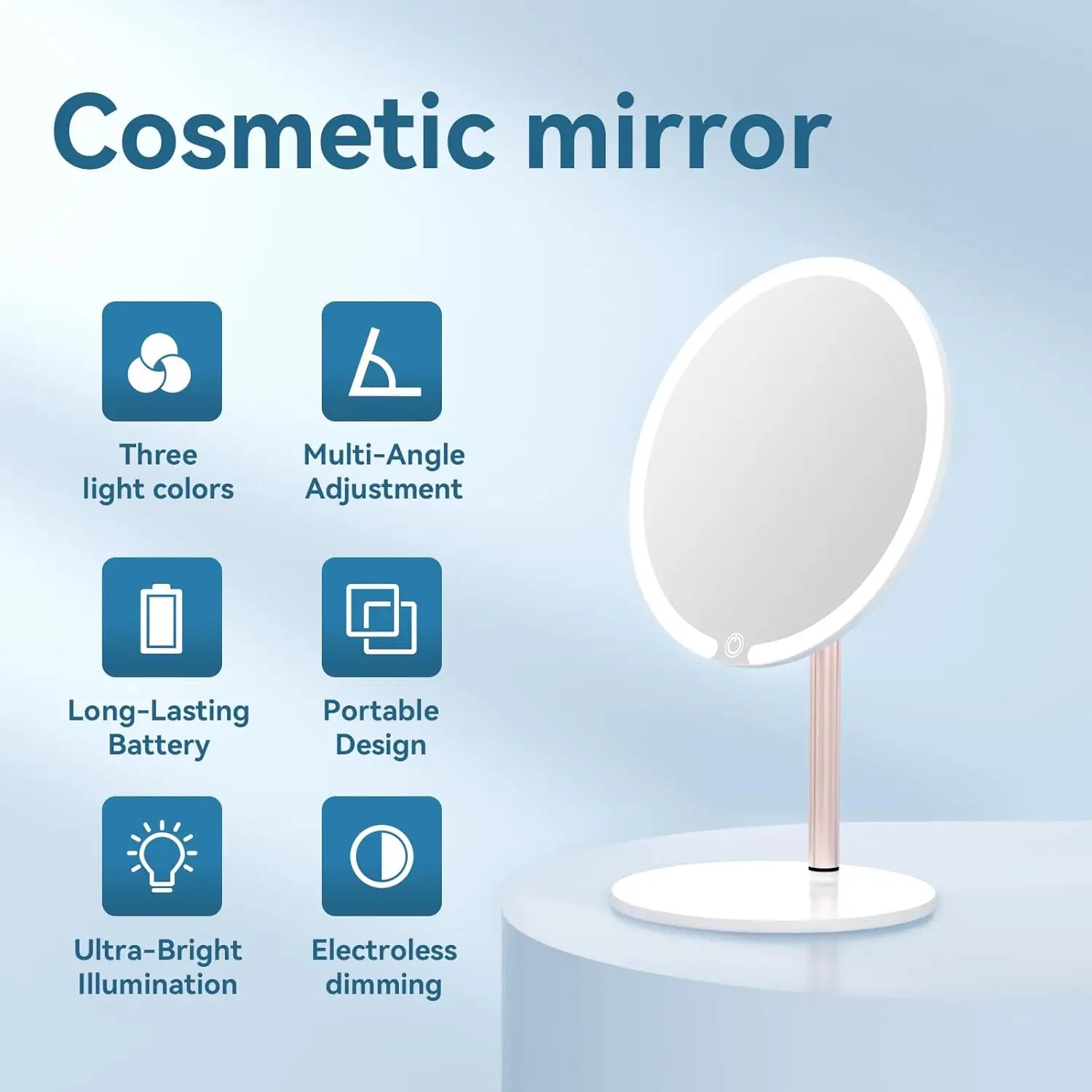 Portable Vanity Makeup Mirror With Touch Control