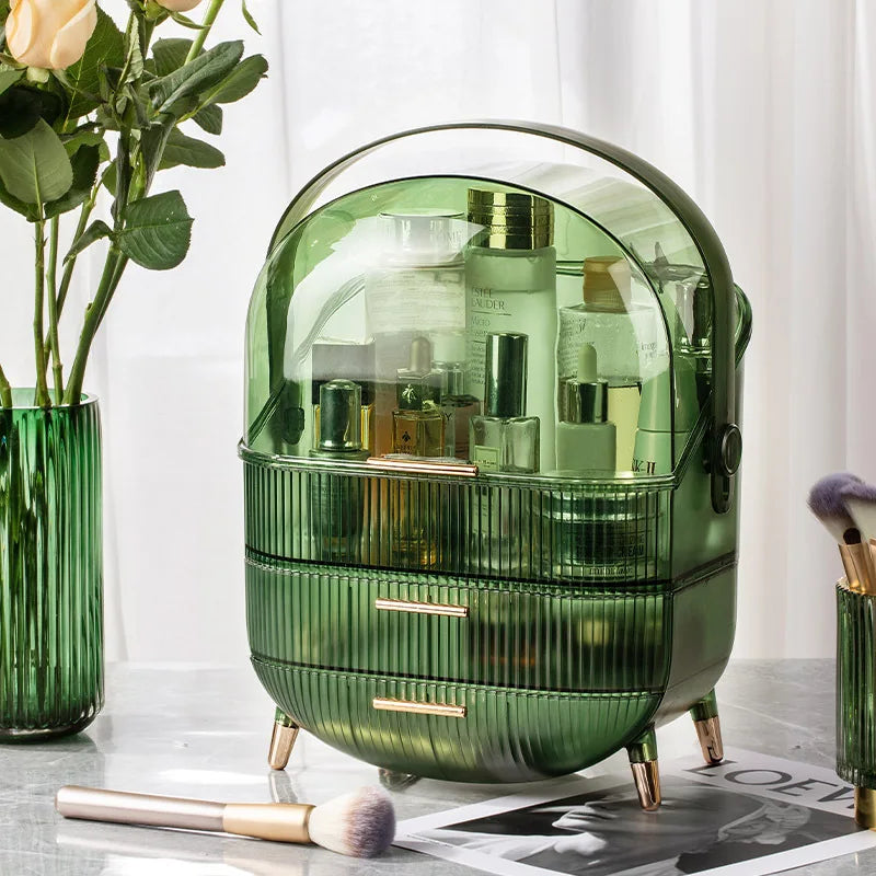 Large Capacity Transparent Makeup Organizers - Green