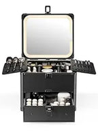 Waterproof Travel Makeup Box with Drawer and A Detachable LED Mirror