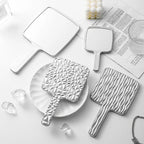 Square Handheld Mirror with Electroplated Ripple Design