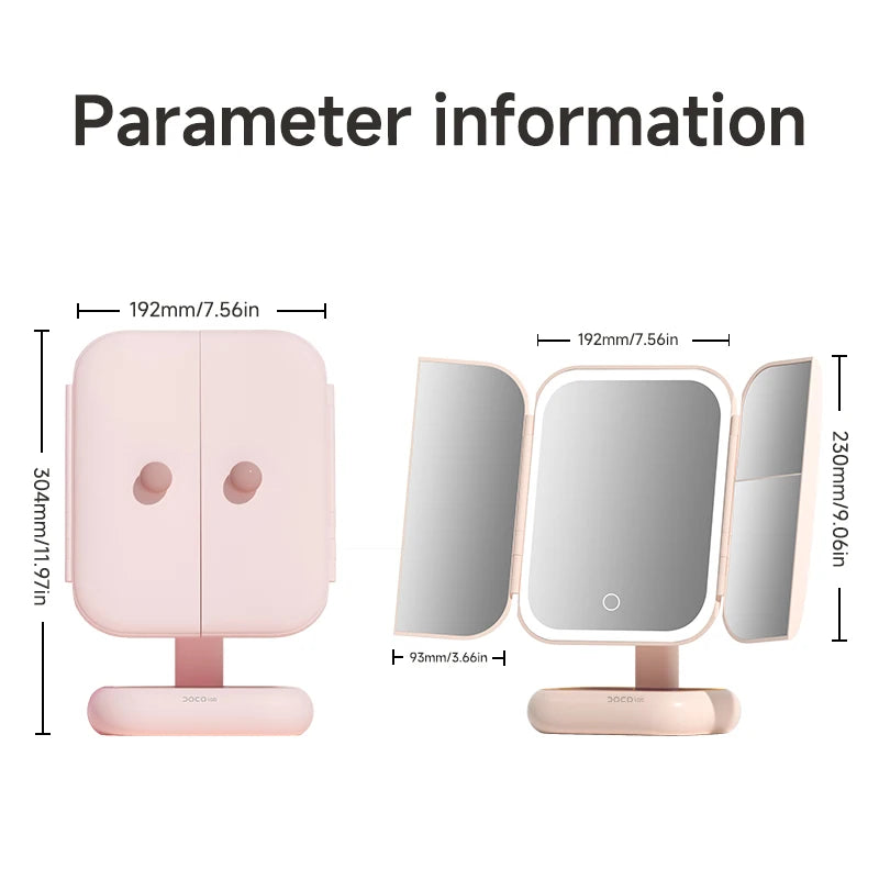 Trifold LED Makeup Mirror