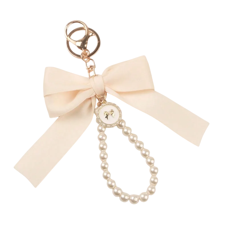 Pearl Beaded with bow Bag Keychain