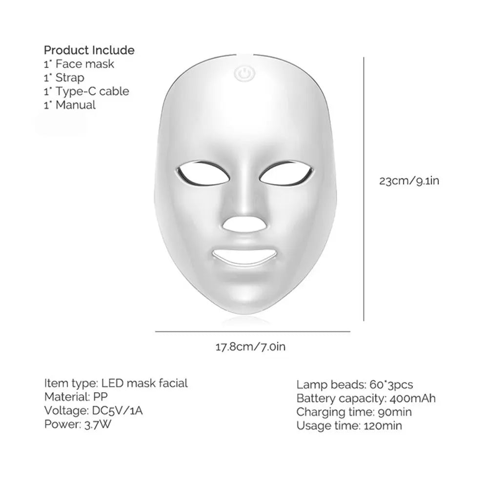 Wireless LED Light Therapy Face Mask with 7 Colors