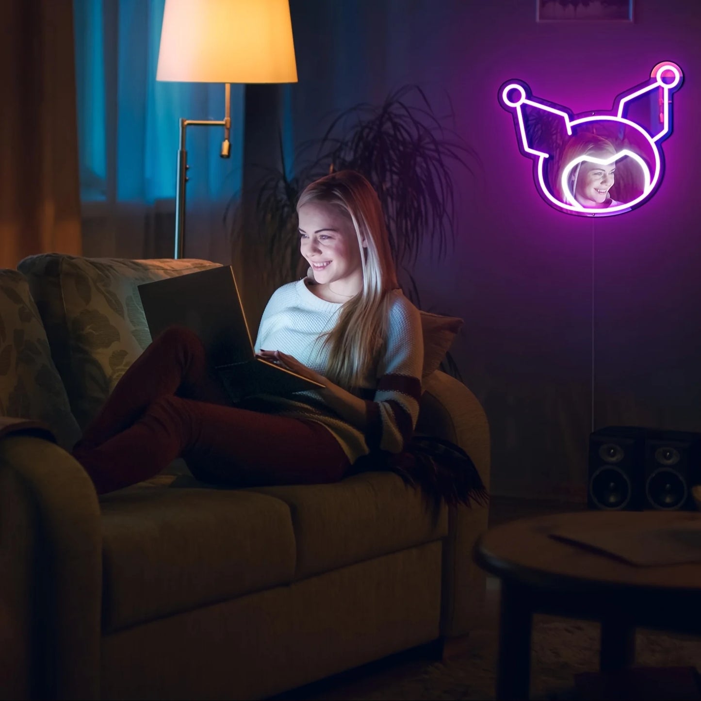 Kuromi Neon Light Makeup Mirror