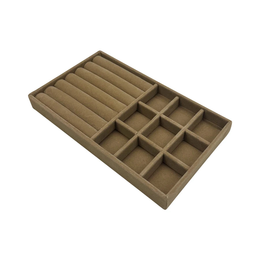 Luxury Velvet Drawer Organizer Tray [Brown]