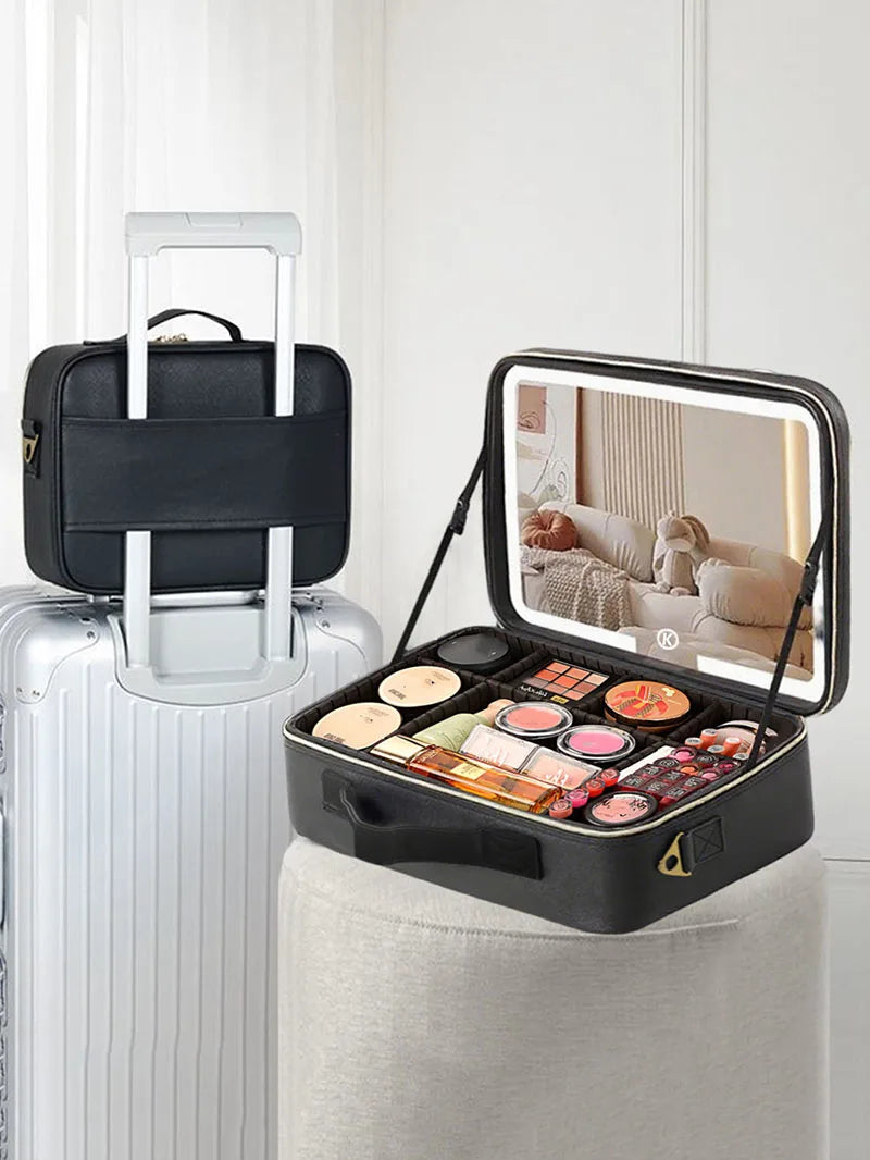 Makeup & Cosmetic Travel Box With LED Mirror [Small]