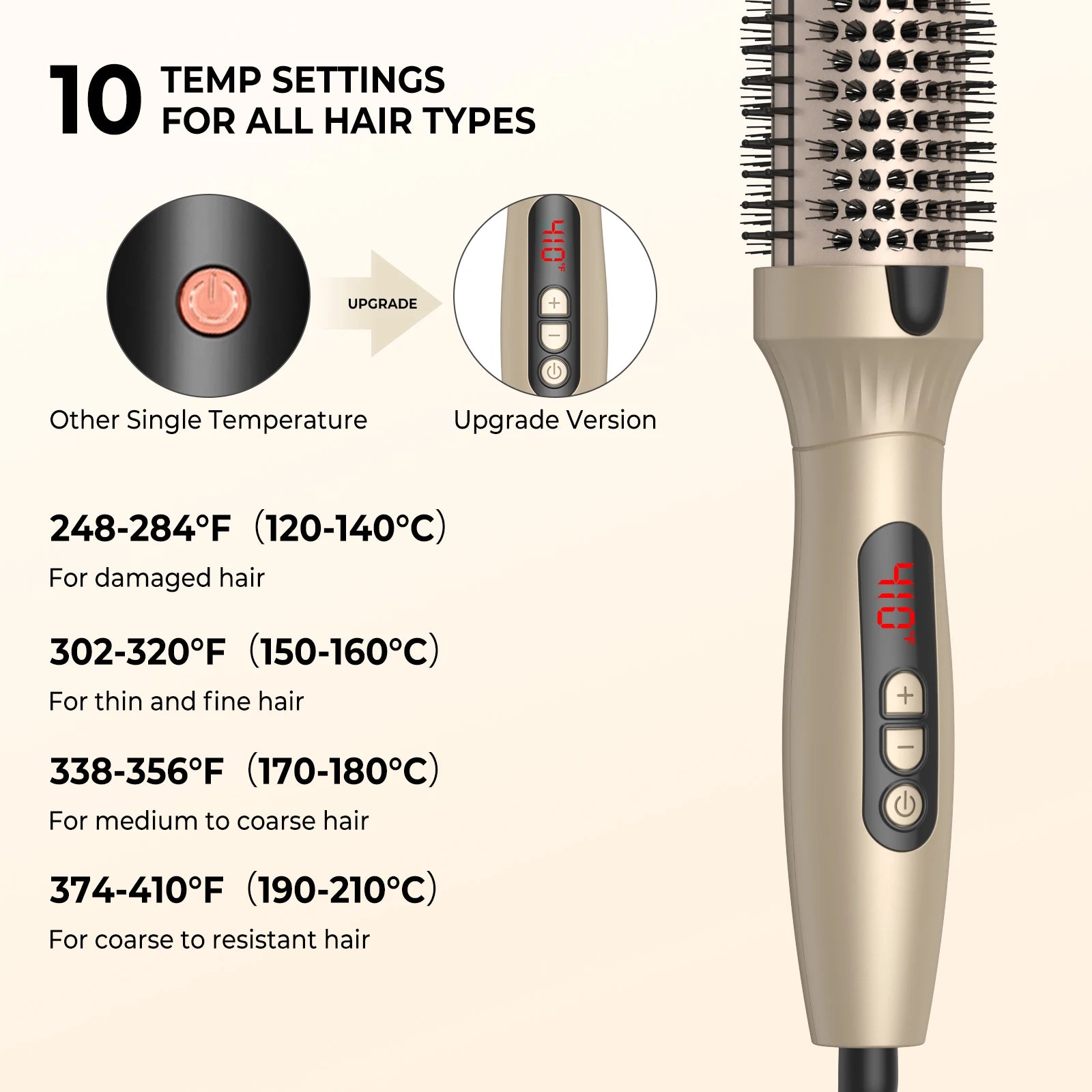 Heated Round Hair Curler Brush - Gold