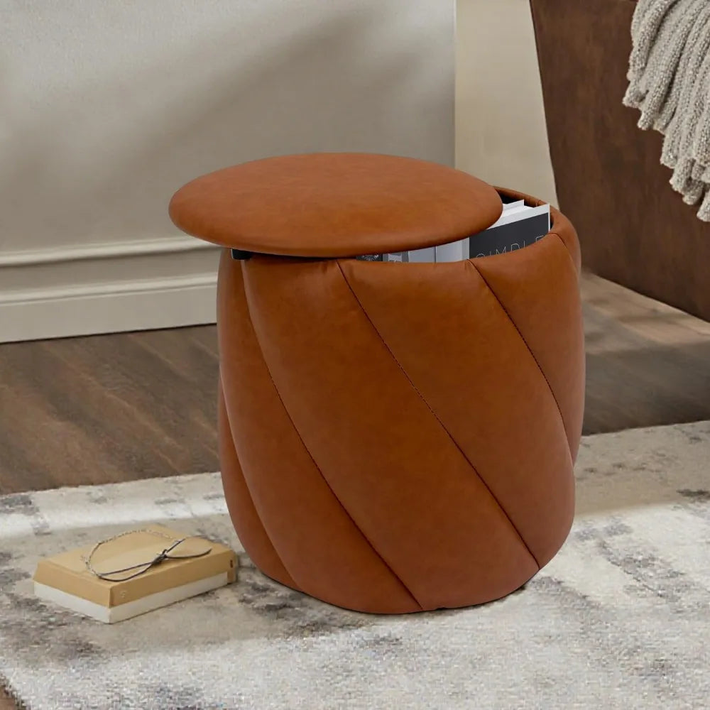 Round Ottoman Vanity Stool With Soft Padded Seat