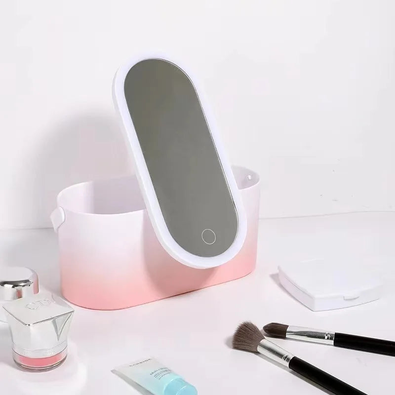 Makeup Organizer Box with LED Mirror