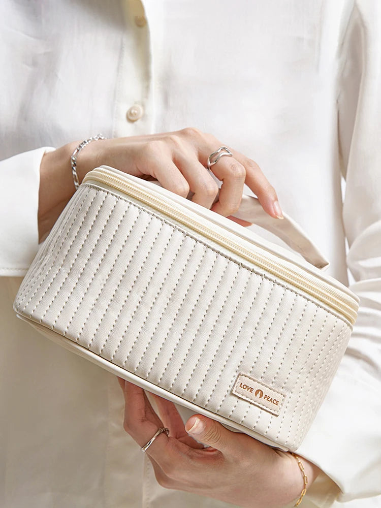 Pure Leather Portable Makeup Bag