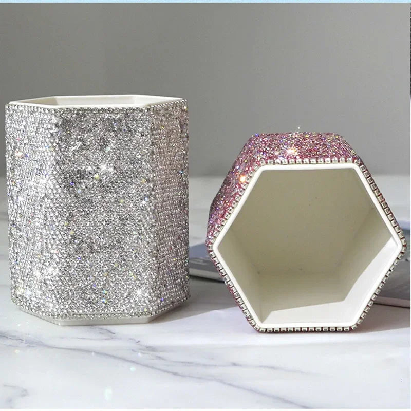 Rhinestone Desktop Dressing Table Brush Holder