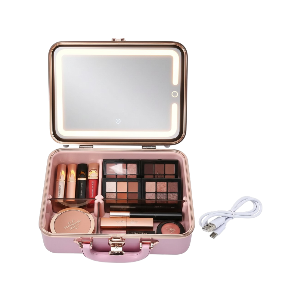 Portable Makeup Case With LED Mirror