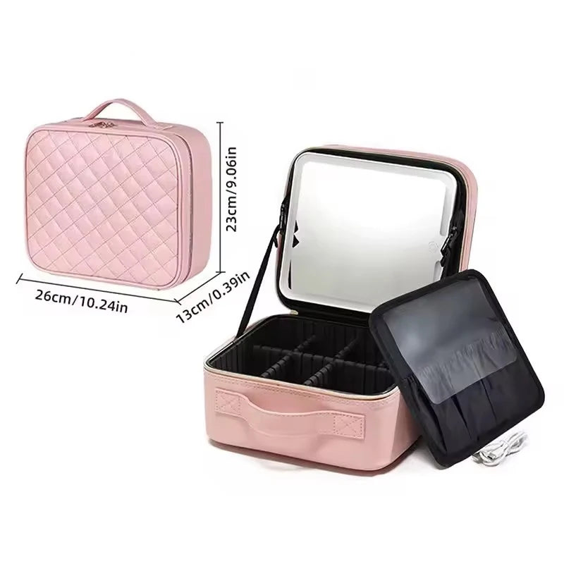 Makeup & Cosmetic Travel Box With LED Mirror [Small]