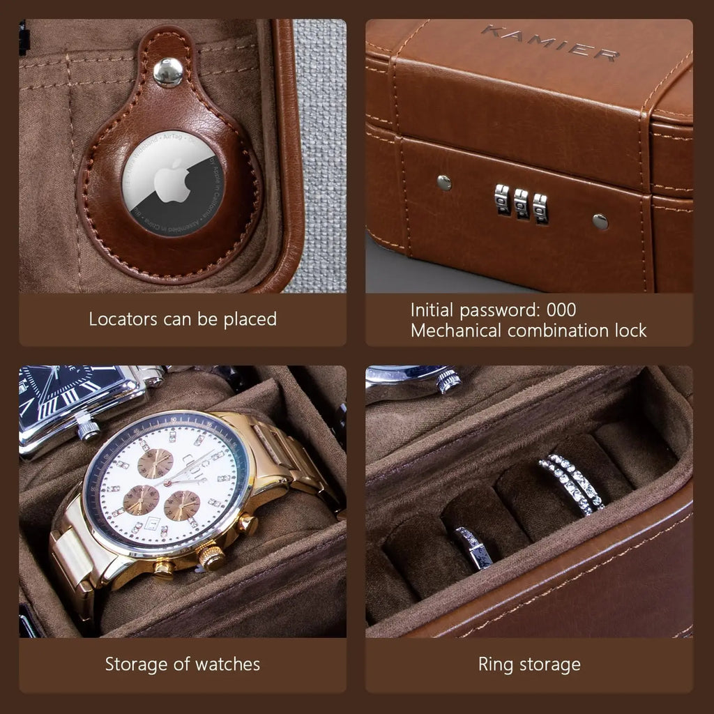 Watch Case & Jewelry Organizer with Combination Lock